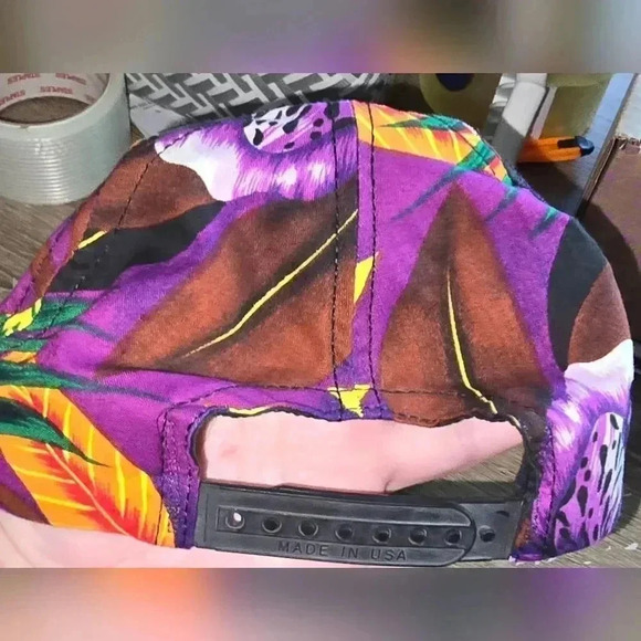 NWOT Vintage Hawaii Hat Baseball Cap Bright Tropical Floral Snap Back One Size - Picture 2 of 4
